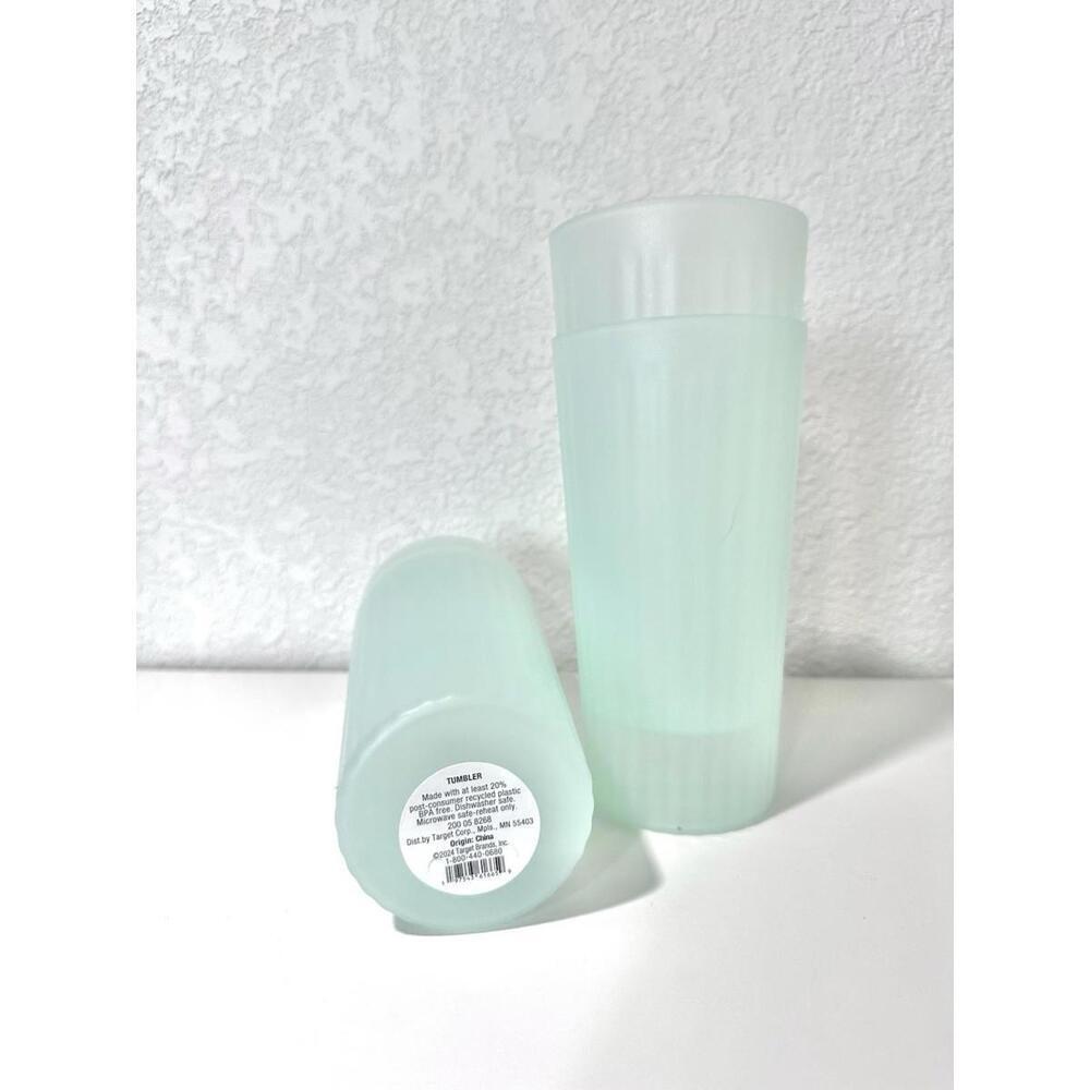 Case of 24 Hard Plastic Semi Transparent Light Blue Green Cups